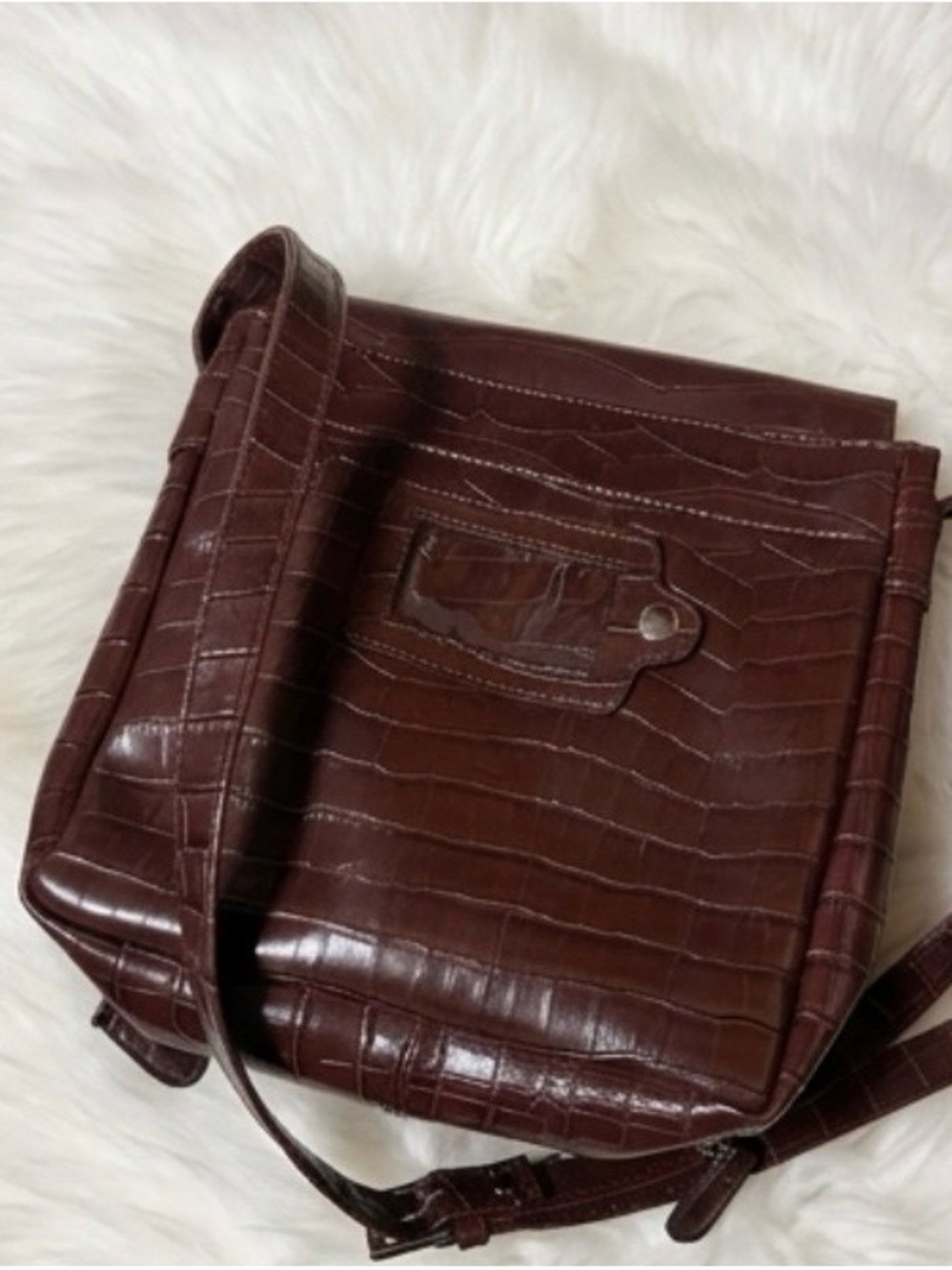 Marlo Croc-Embossed Crossbody Bag in Deep Brown - Picture 6 of 9